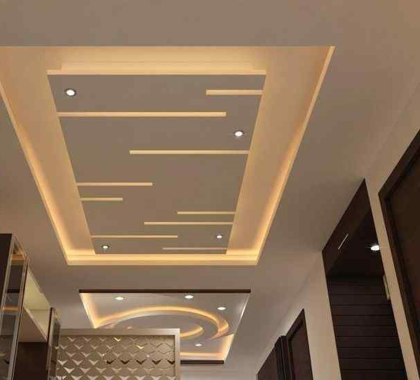 Coffered style falls ceiling design 