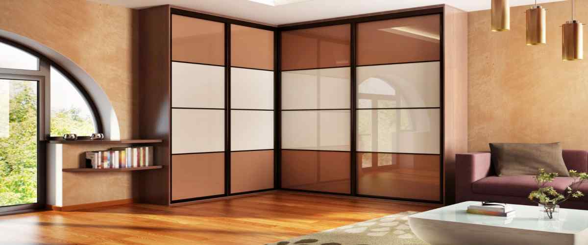 L-Shaped Wardrobe With Glass Doors.