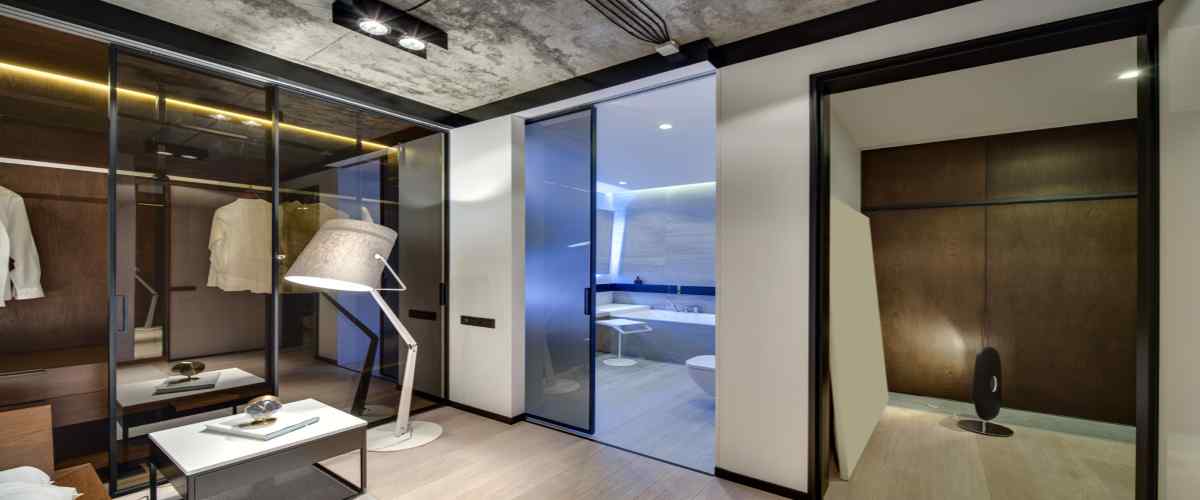 Sliding Glass Wardrobe with Mirrored Surface