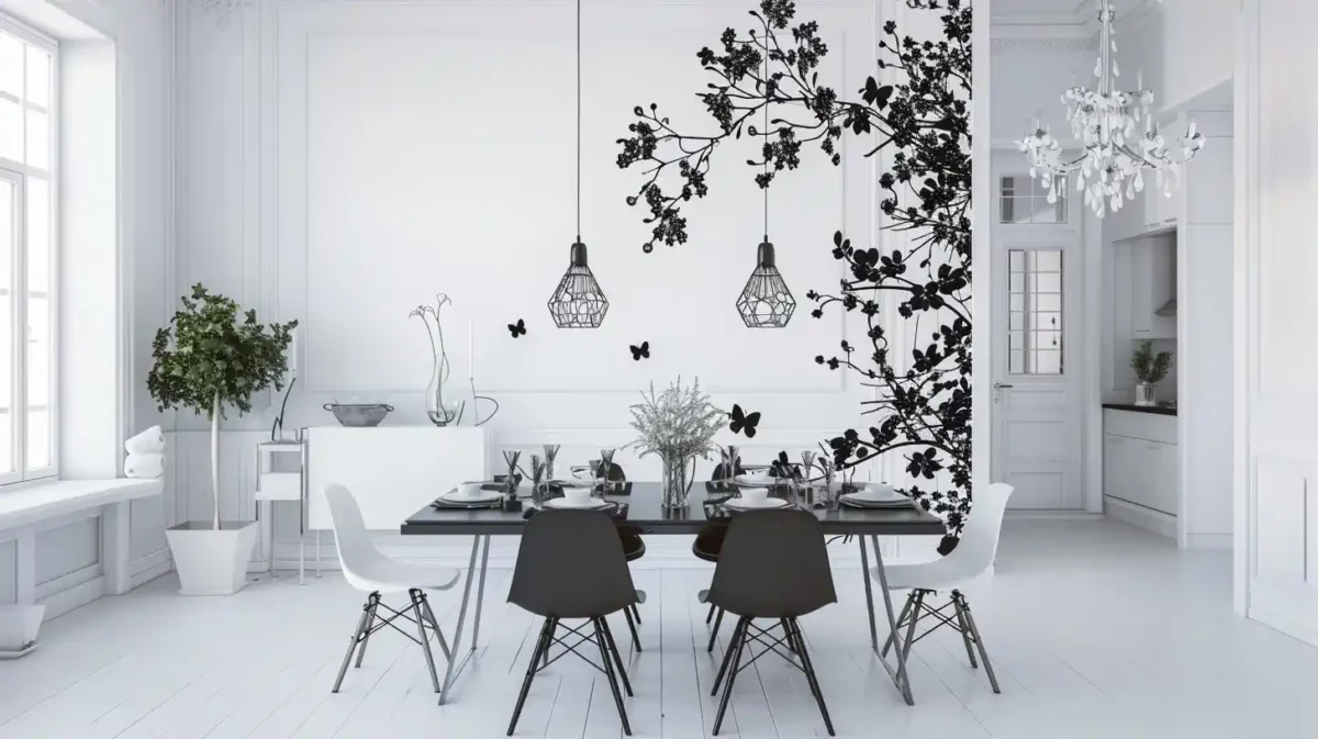 chic monochrome dining room wall colour combo