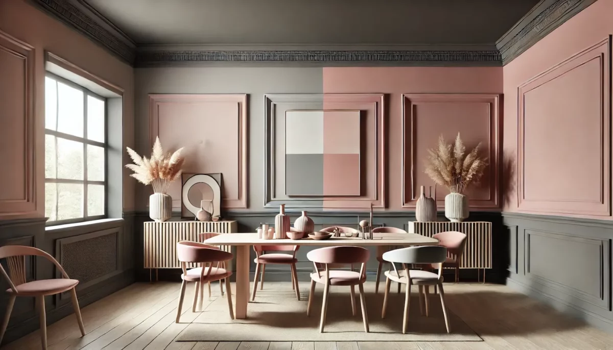 dusty rose and light charcoal dining room colour combinations