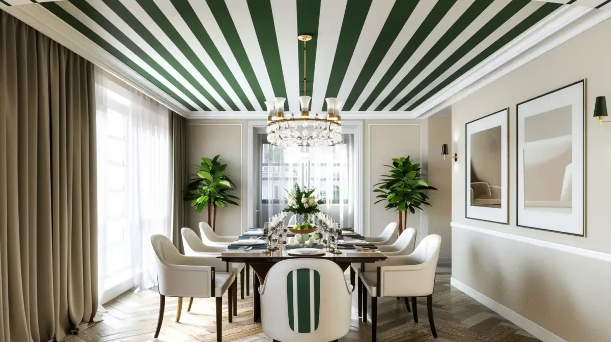 flamboyant candy striped dining space combinations