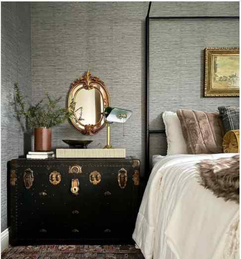 Vinatge Louis Vuitton Trunk in Bedroom - Contemporary - Bedroom