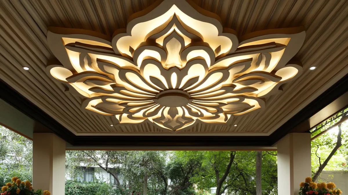 lotus inspired pop ceiling design for lobby