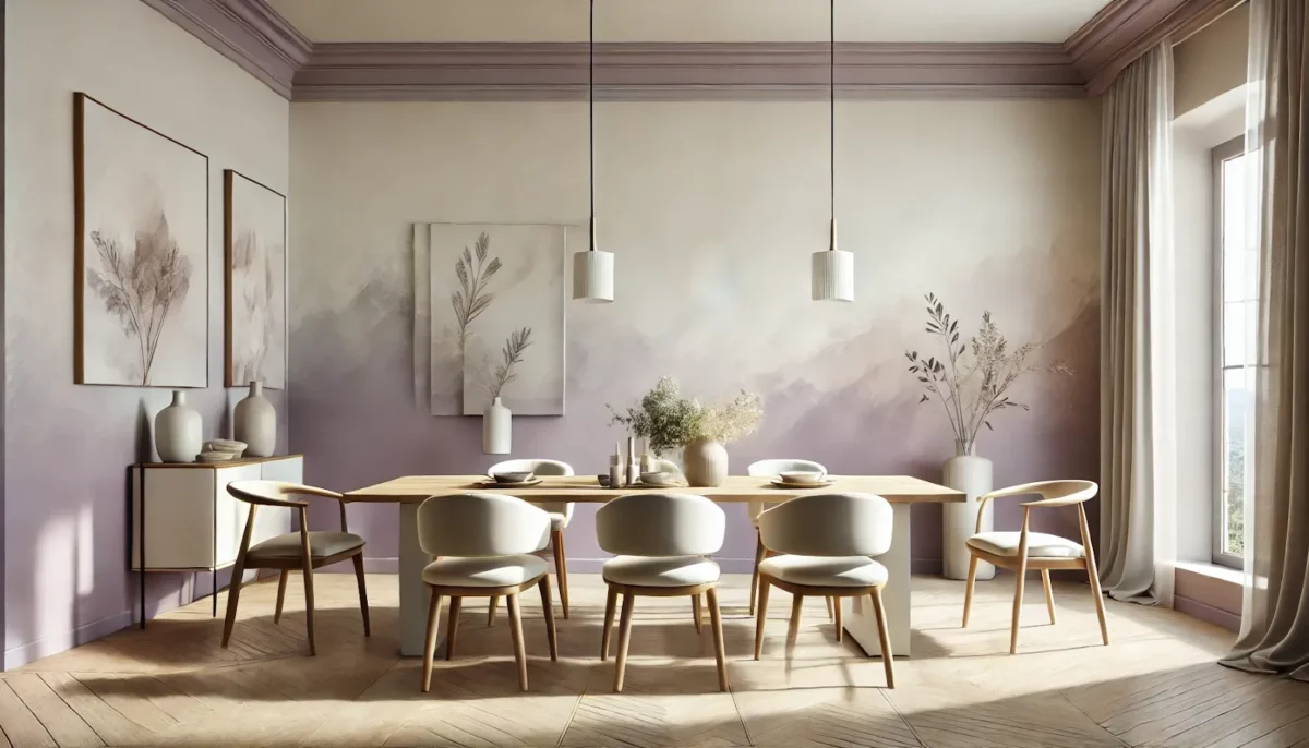 smoky lavender and cream dining room colour combinations