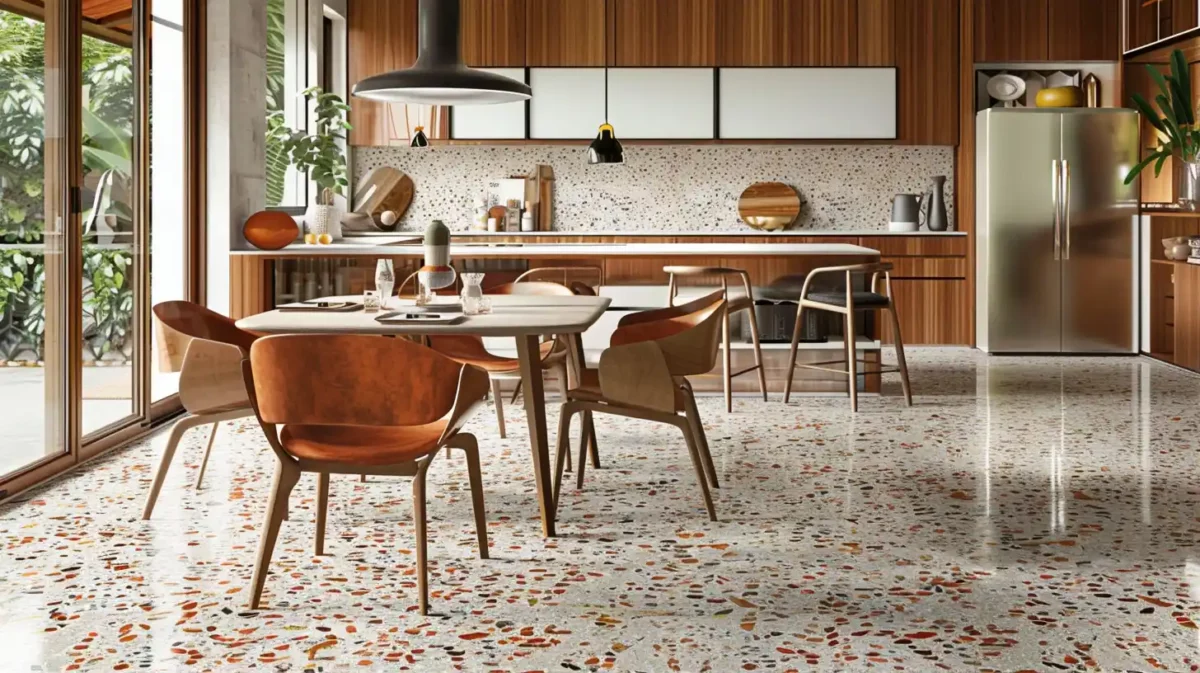 terrazzo flooring colour combination for dining room