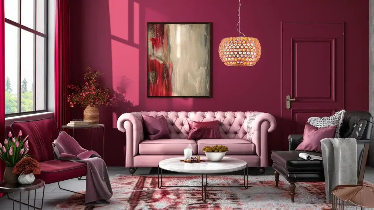 berry shades colour combination for drawing room