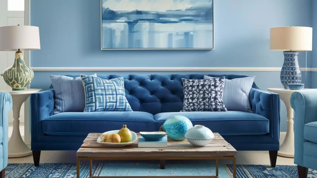 blues colour combination for drawing room