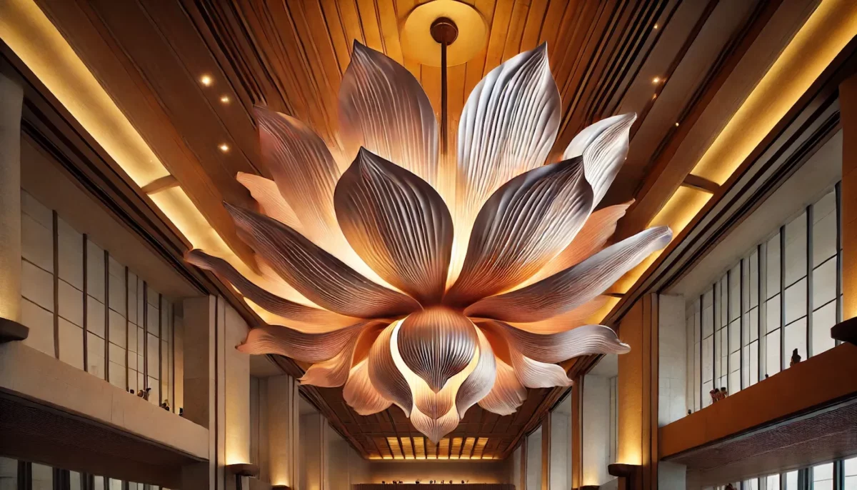 floral chandelier flower ceiling design for large hall