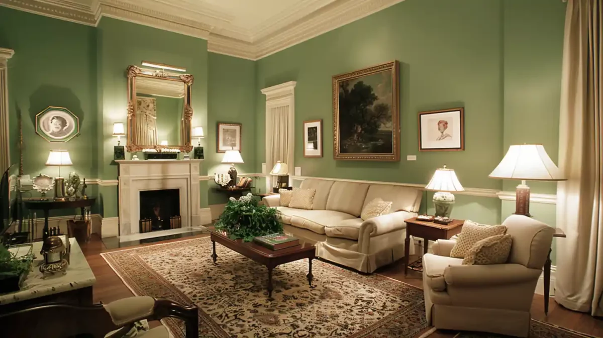 green hue colour combination for drawing room