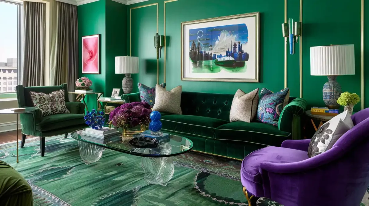 jewel tones colour combination for drawing room