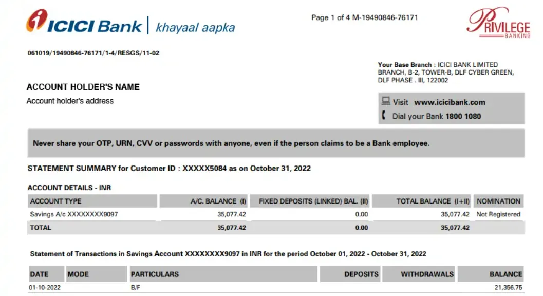 view icici home loan statement online without login