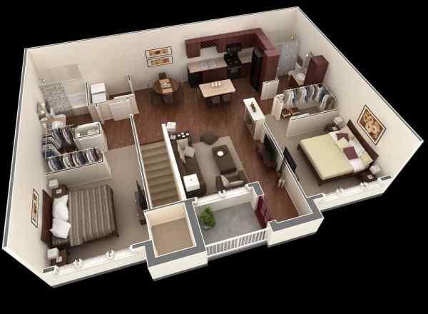 Twin Bedrooms modern first-floor house design