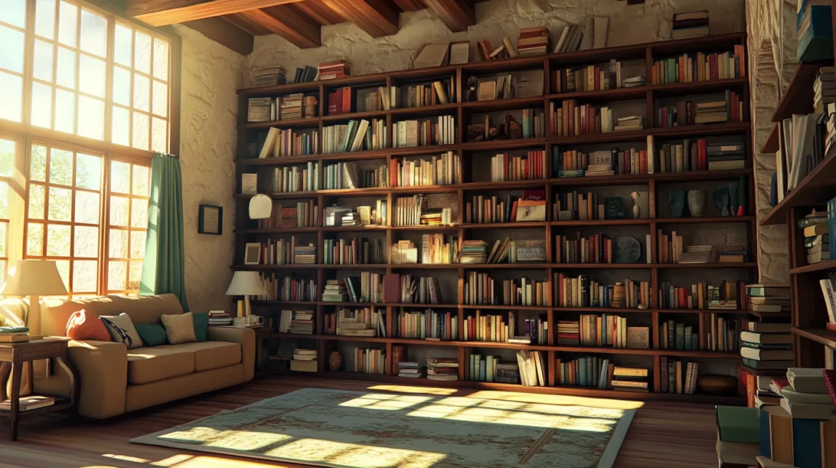 create a library 3d wallpaper for room