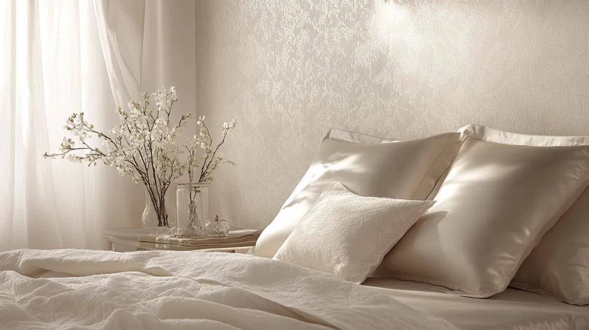 lace and satin textures for bedroom wall