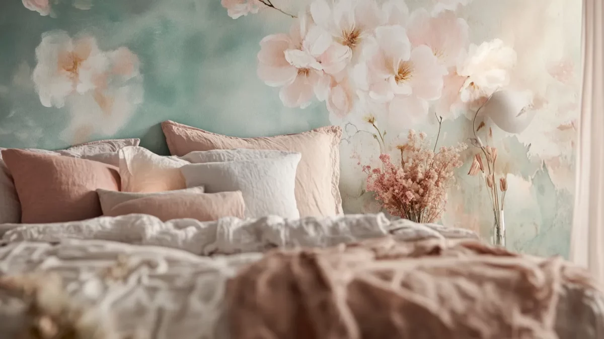 soft watercolor floral patterns for bedroom wall