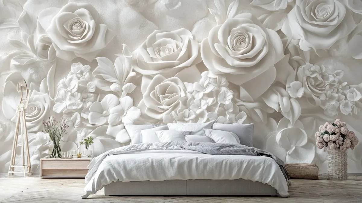 velvet floral design for bedroom wall