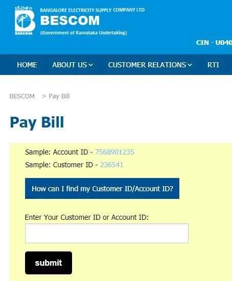 Bescom Bangalore Online Bill Payment Portal