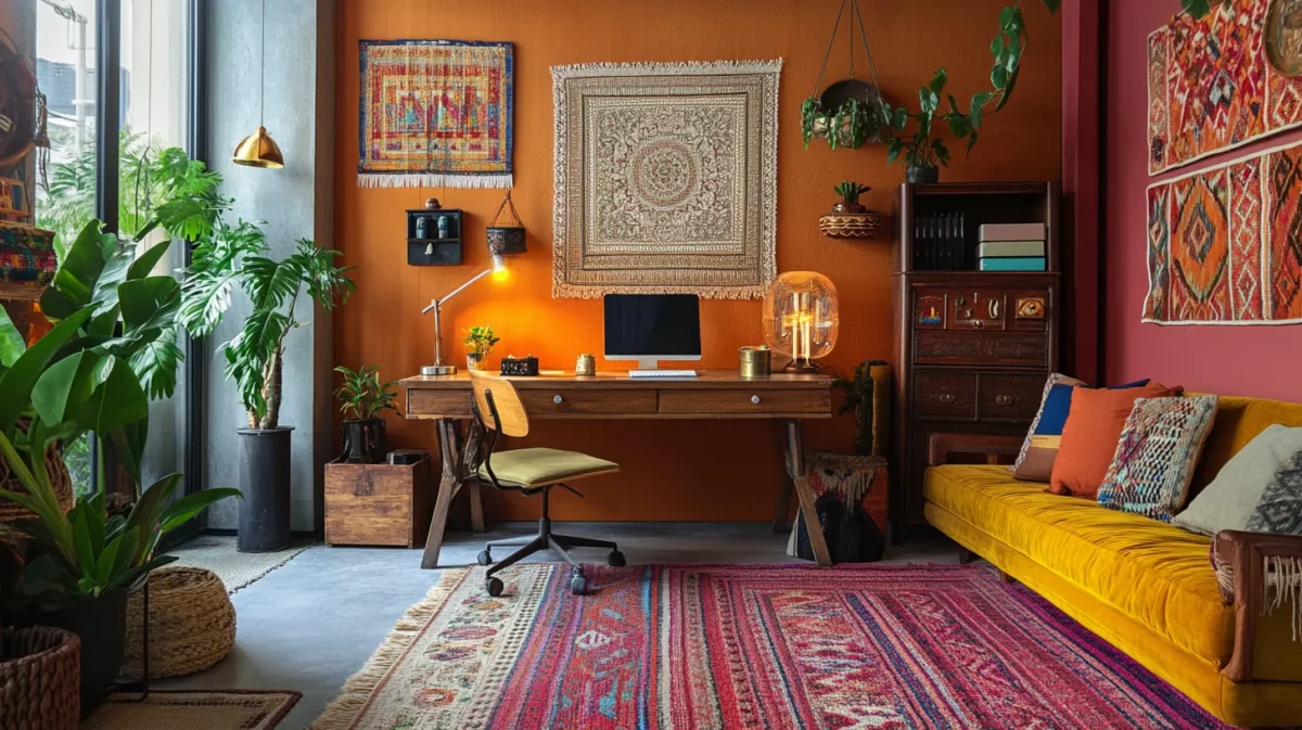 cosy bohemian modern office interior design