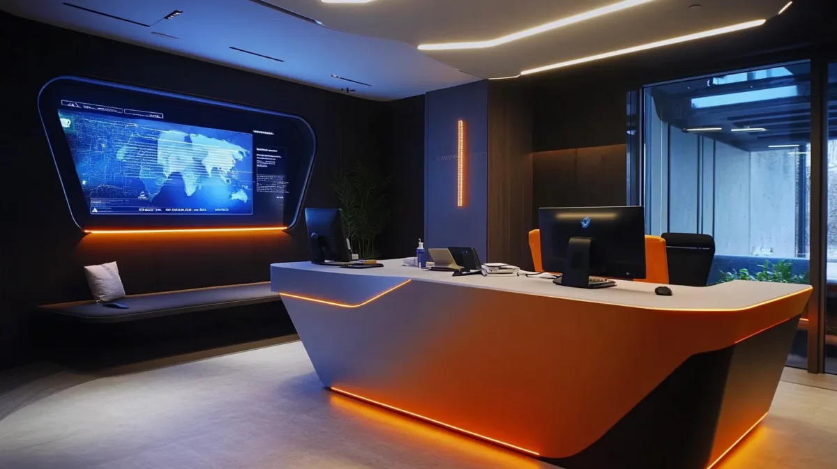 high tech futuristic and simple small office interior design