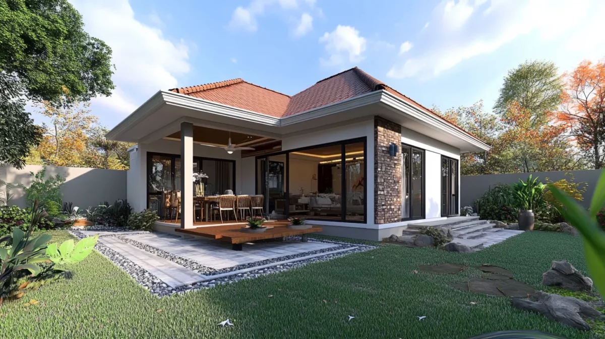 small house with a prominent dining area