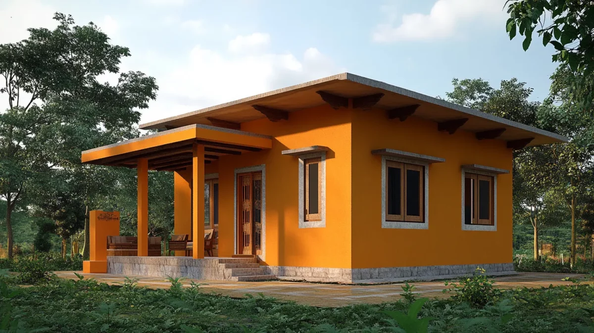 eco friendly village house plan for 4 bhk