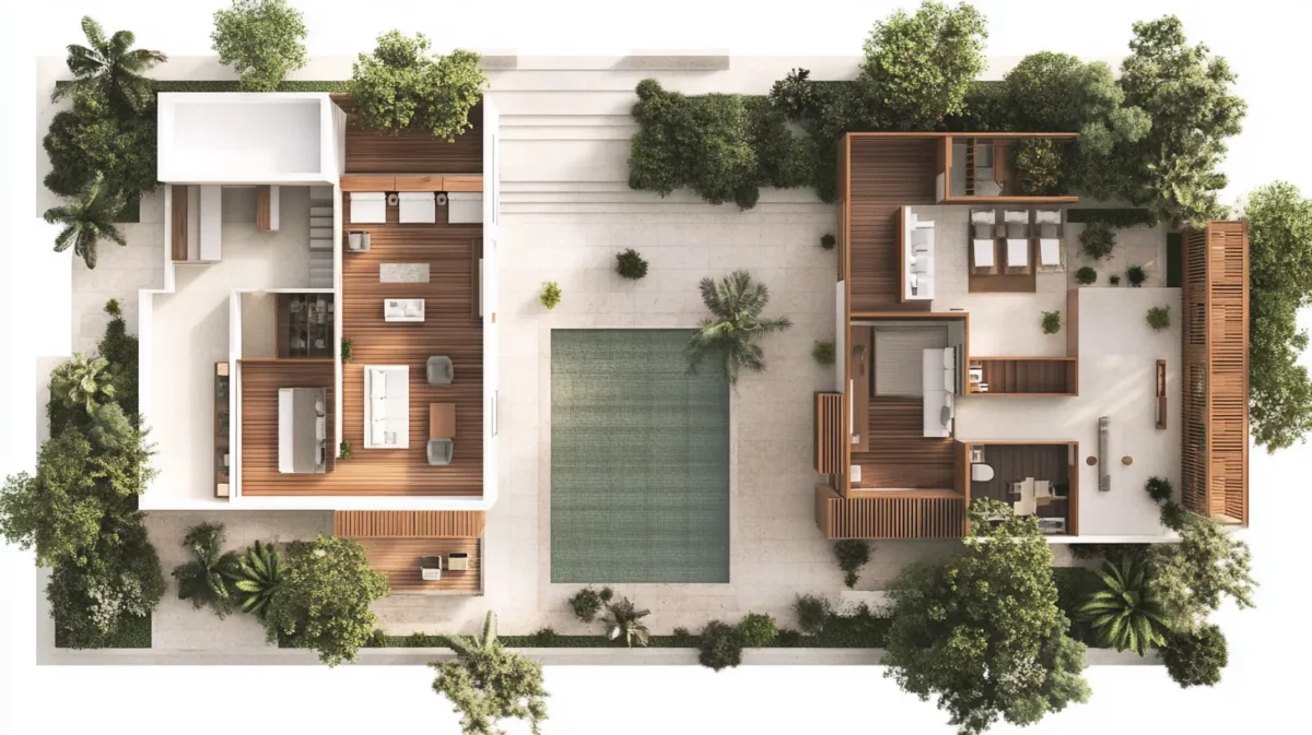 modern courtyard design 4bhk plan in 2500 sqft