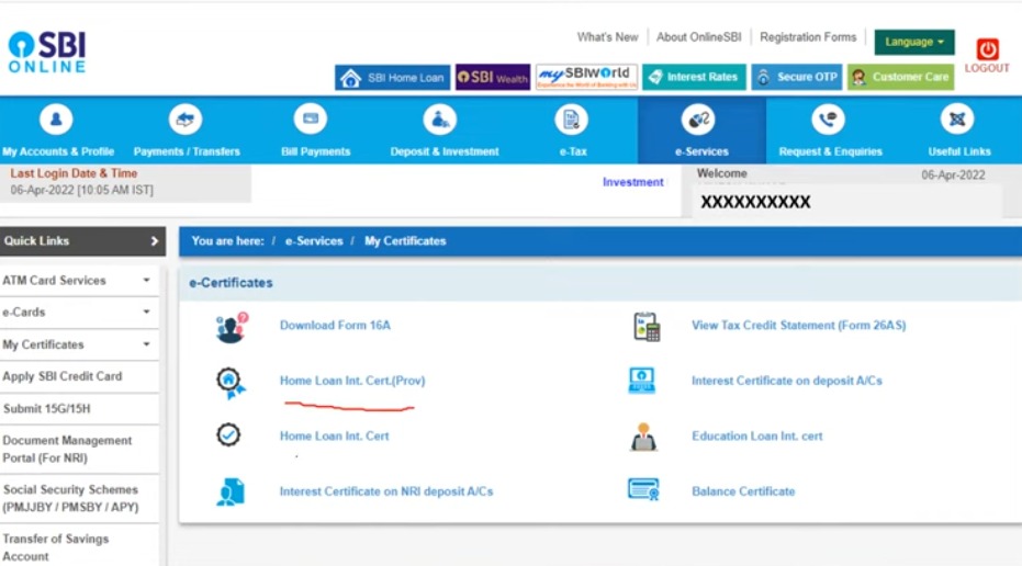 sbi home loan provisional certificate through yono app