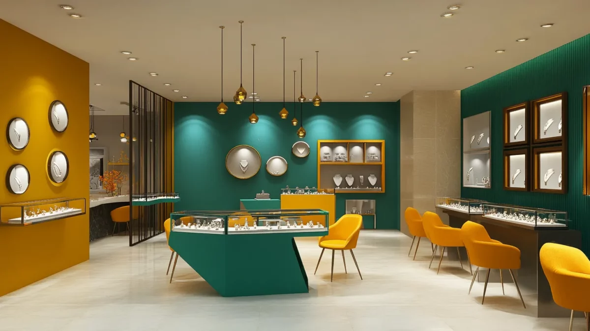 creative and artistic setup for jewellery showroom