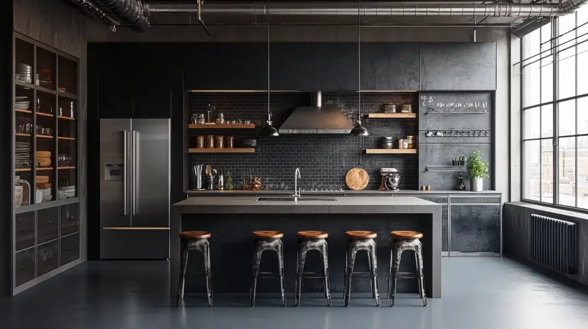 industrial style enhanced with sleek grey tones