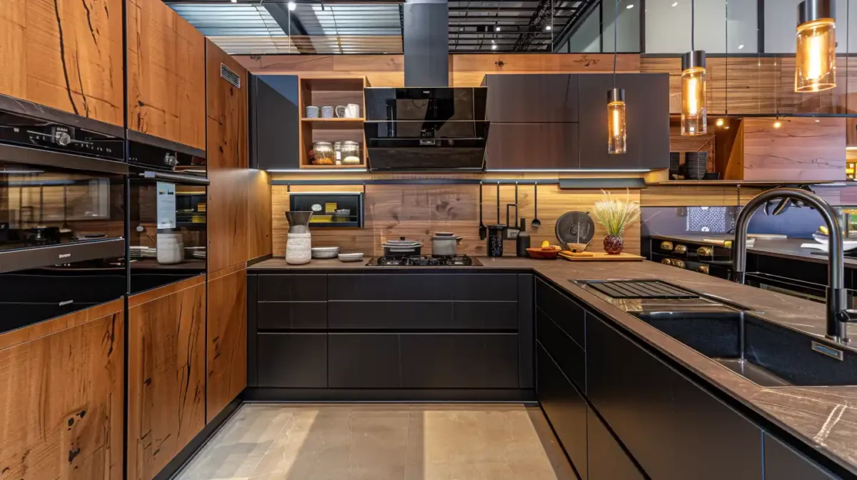 black and brown kitchen colour combination