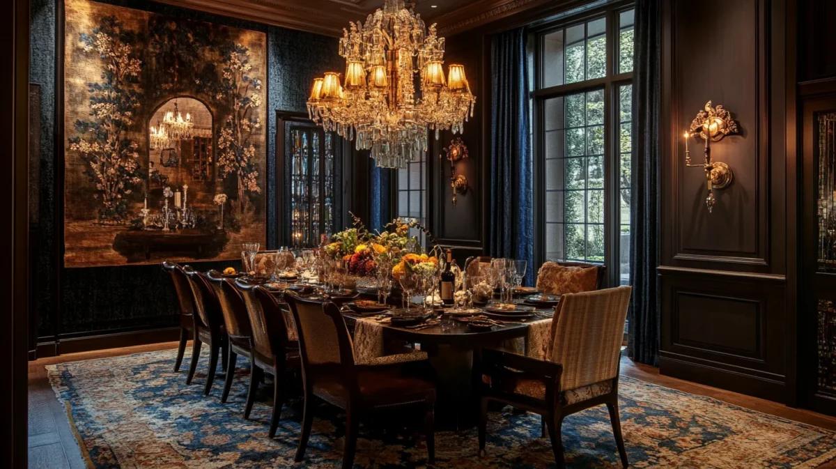 dining room interior with lighting