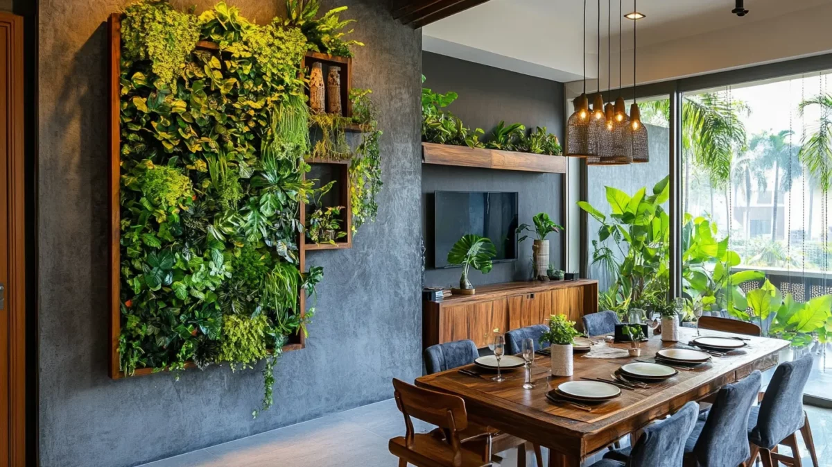 dining room interior with some greenery