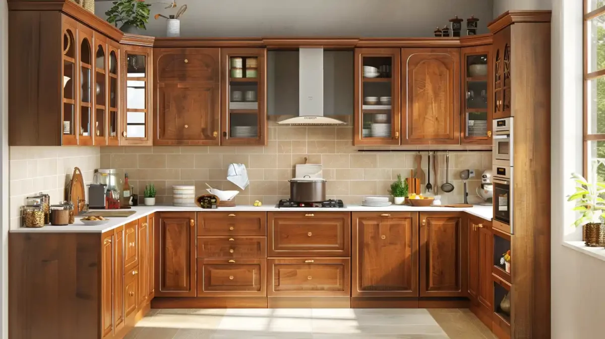 golden brown kitchen cabinets colour combination