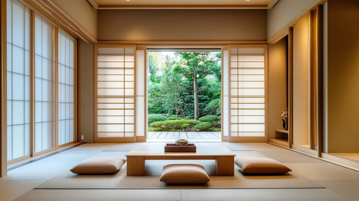 japanese inspired narrow living area interior design