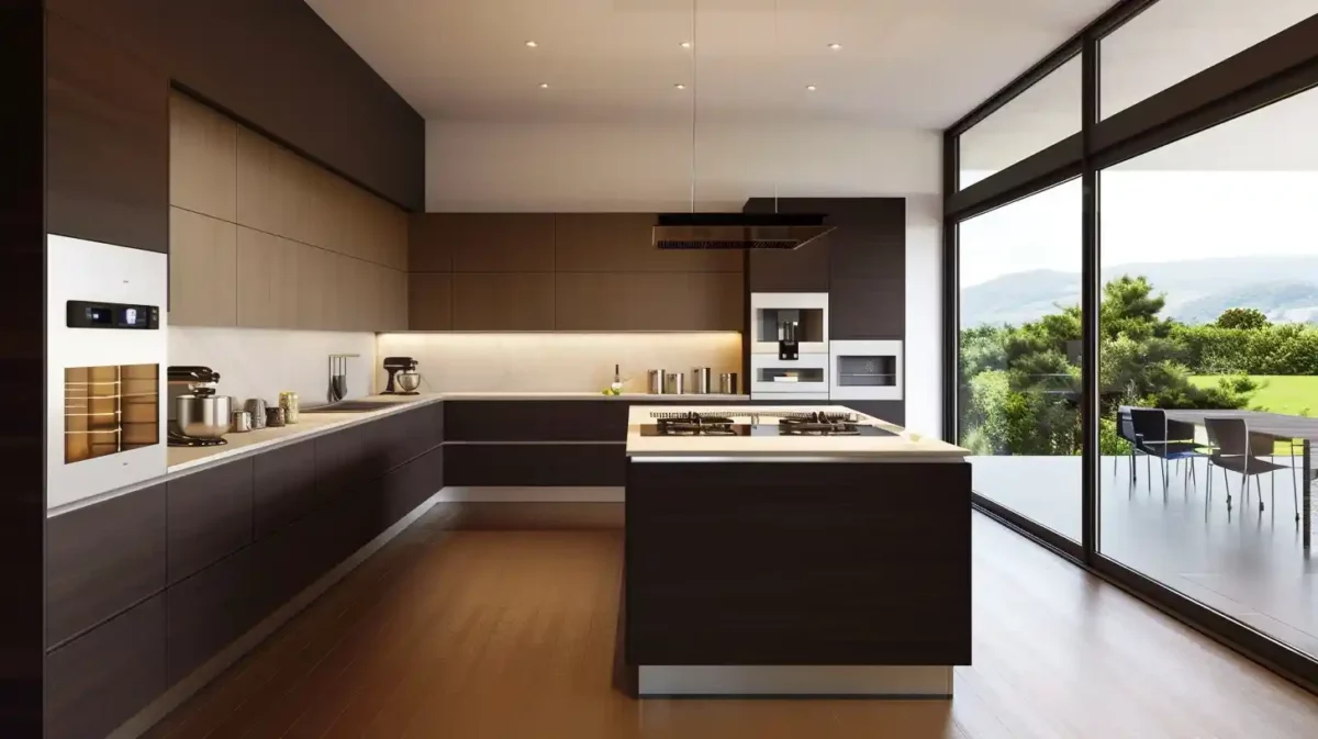 light and dark brown kitchen colour combination