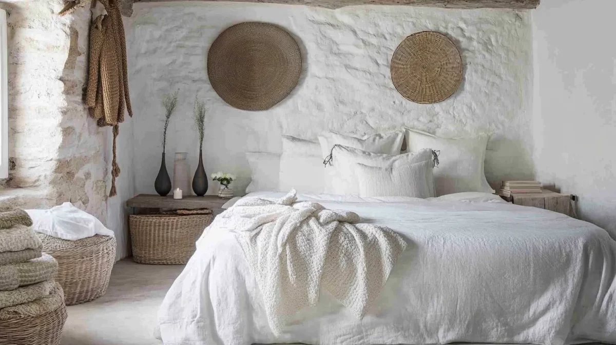 touch of texture with white bedroom design