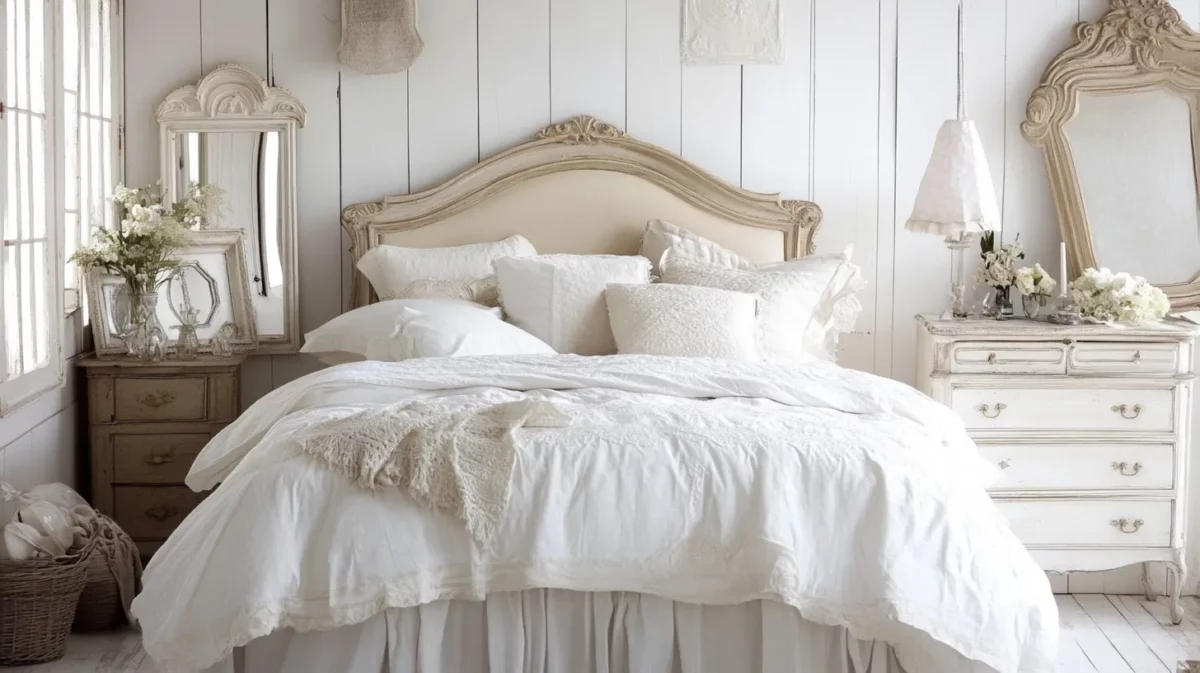 vintage white bedroom design