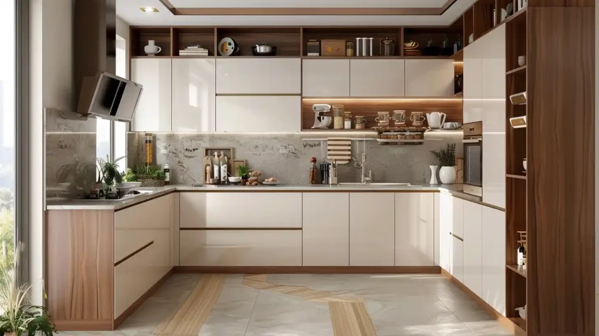 white and brown kitchen colour combination