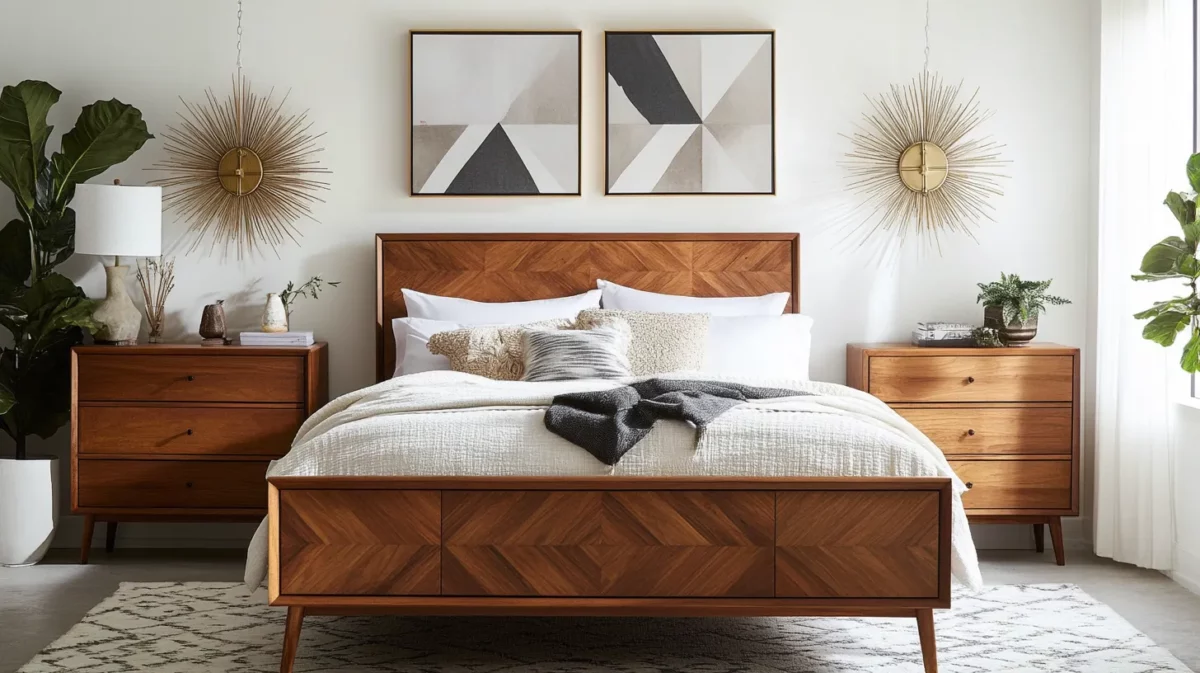 wood and white bedroom design