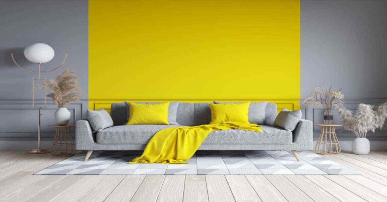 Grey and Yellow Living Room Wall Designs