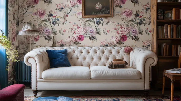 Elegant Florals Wall Texture Design for living room