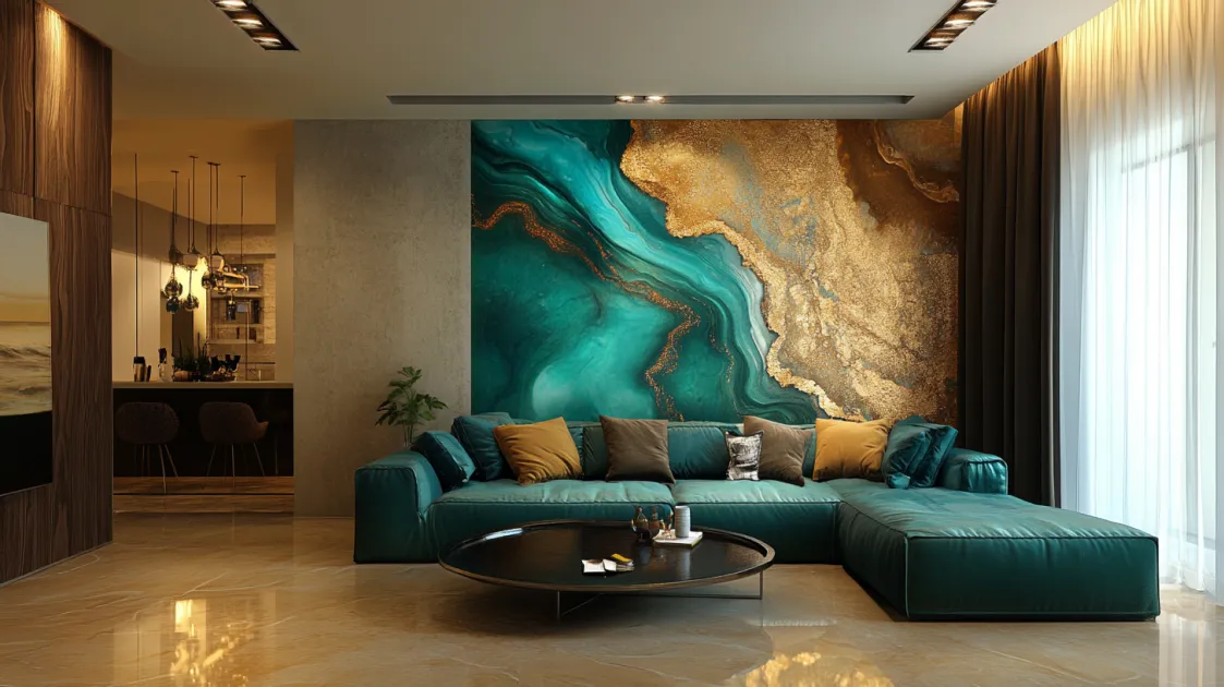 Sea Gold Wall Texture Design for living room