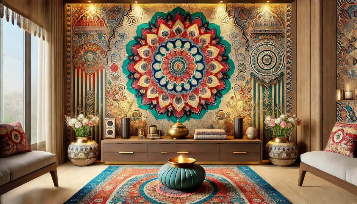 unique wall paper design for pooja room