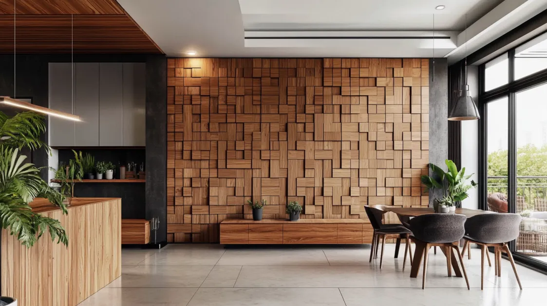 Wood-like Panels Texture design for living room