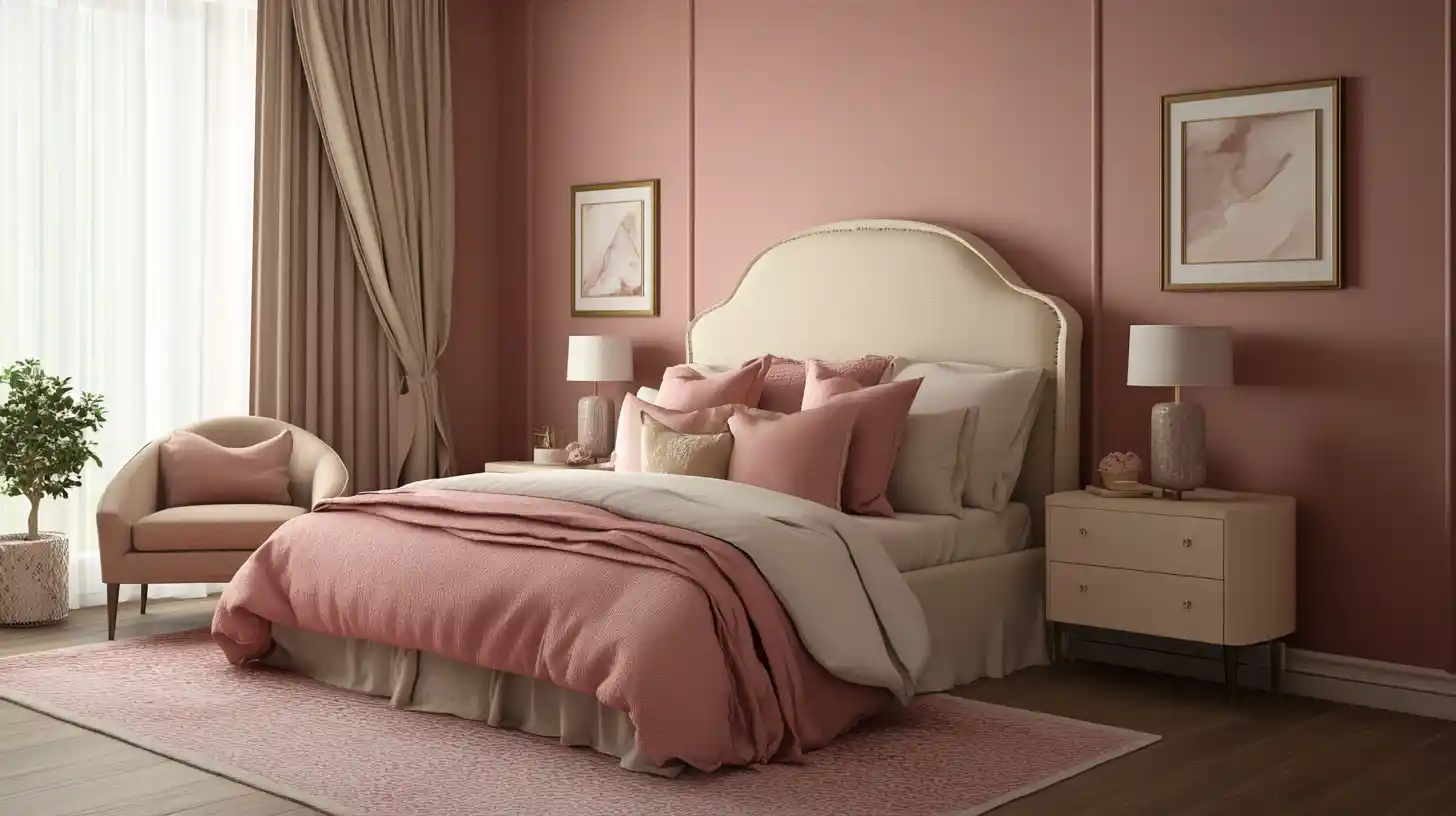 beige and pink combination colour wall