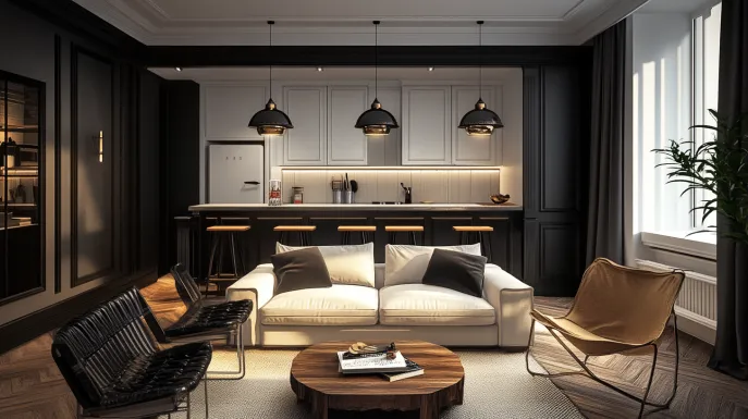 black and white living room design