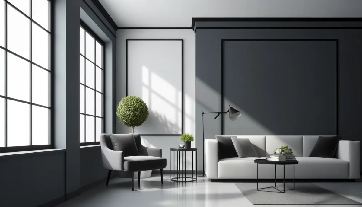 charcoal grey and crisp white for modern home walls