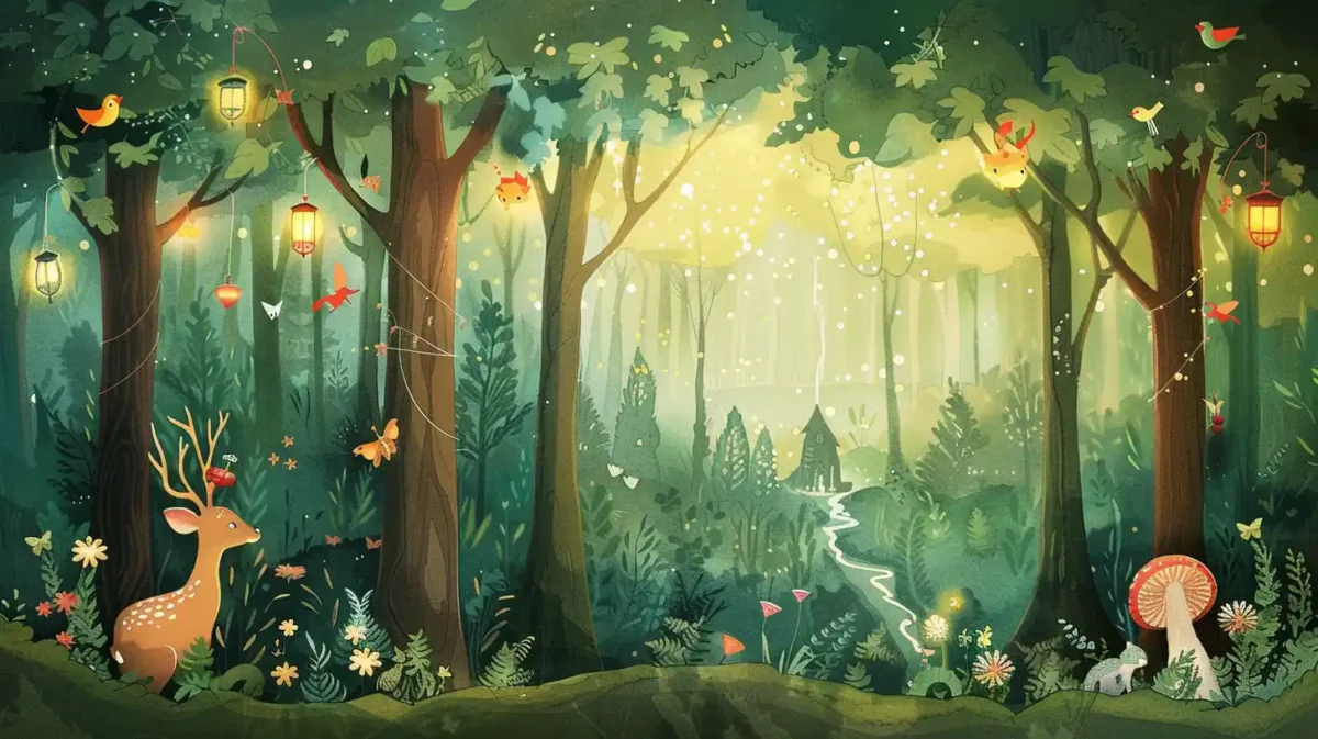 enchanted forest kids room wall painting