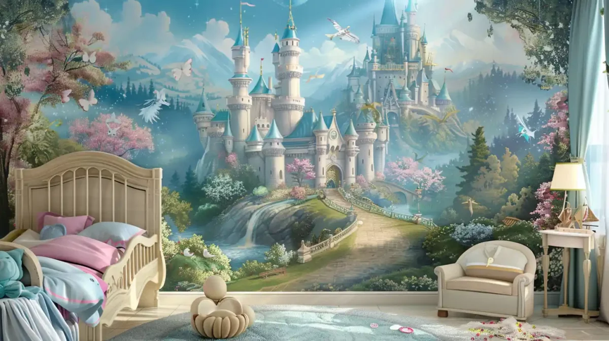 fairytale wonderland kids room wall painting